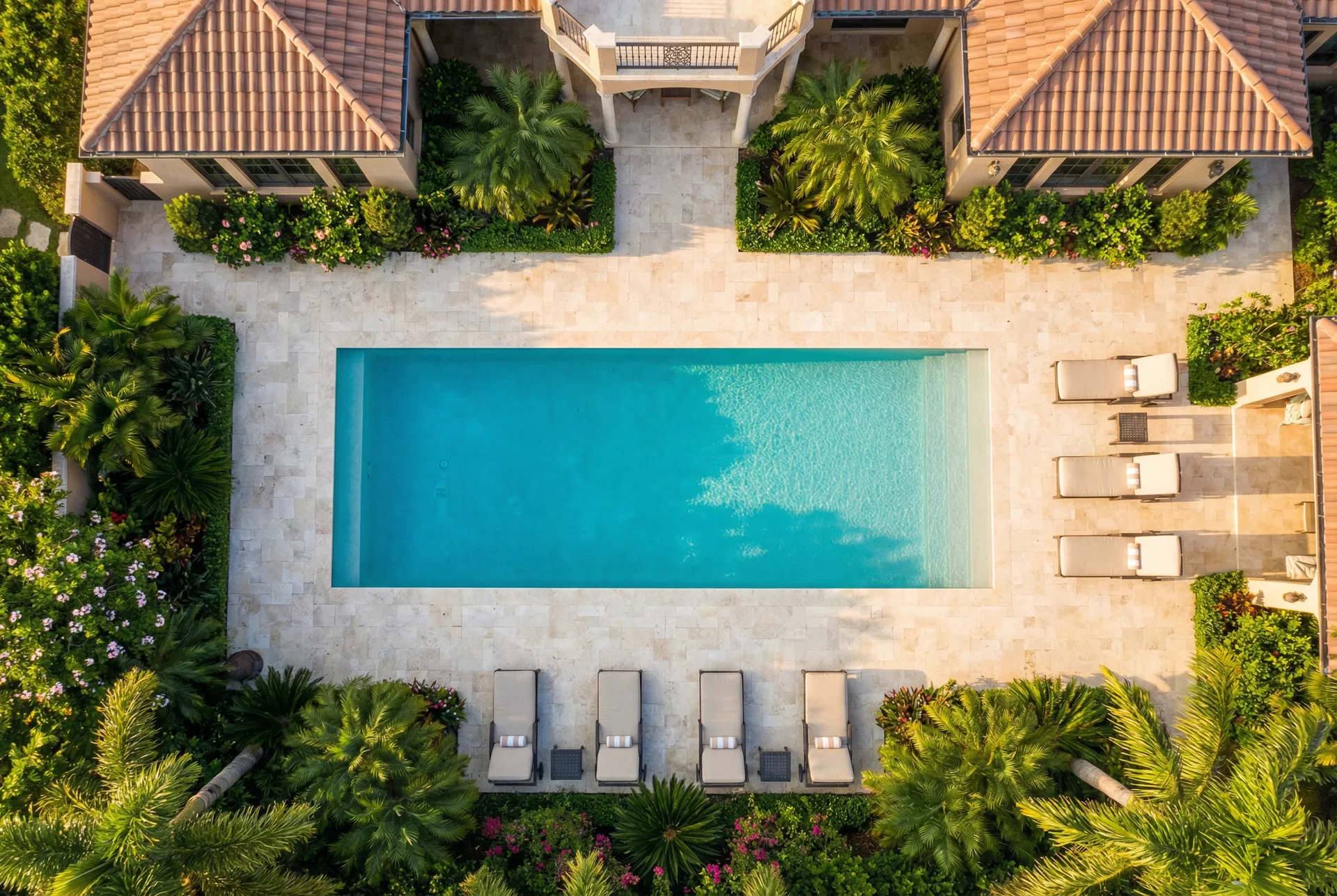 Luxury pool aerial view