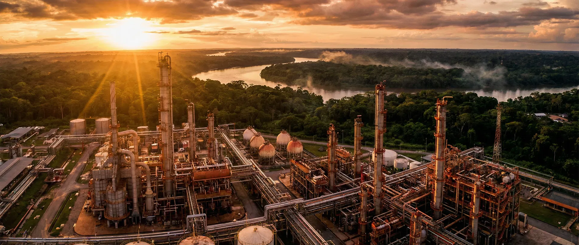 Refinaria da Amazônia ao pôr do sol
