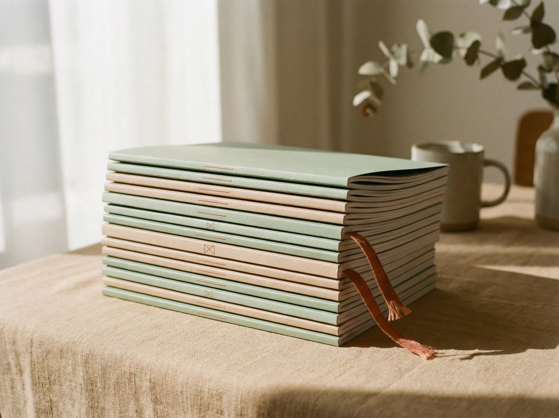 Stack of course workbooks