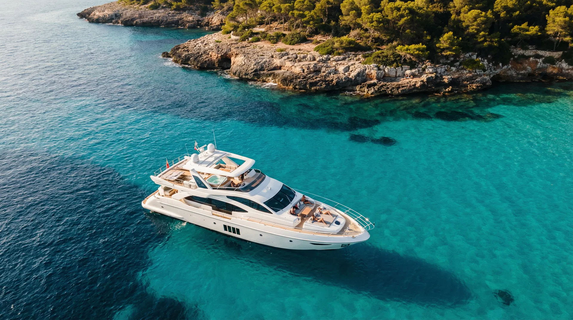 Luxury yacht in Mallorca turquoise waters