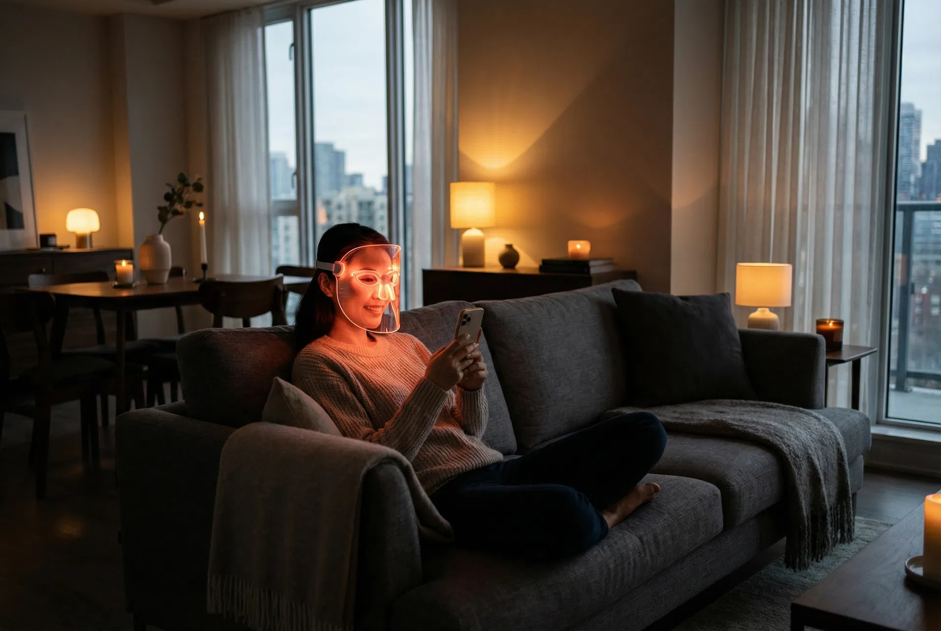 居家使用 Lumi-Pure LED 面罩的生活場景