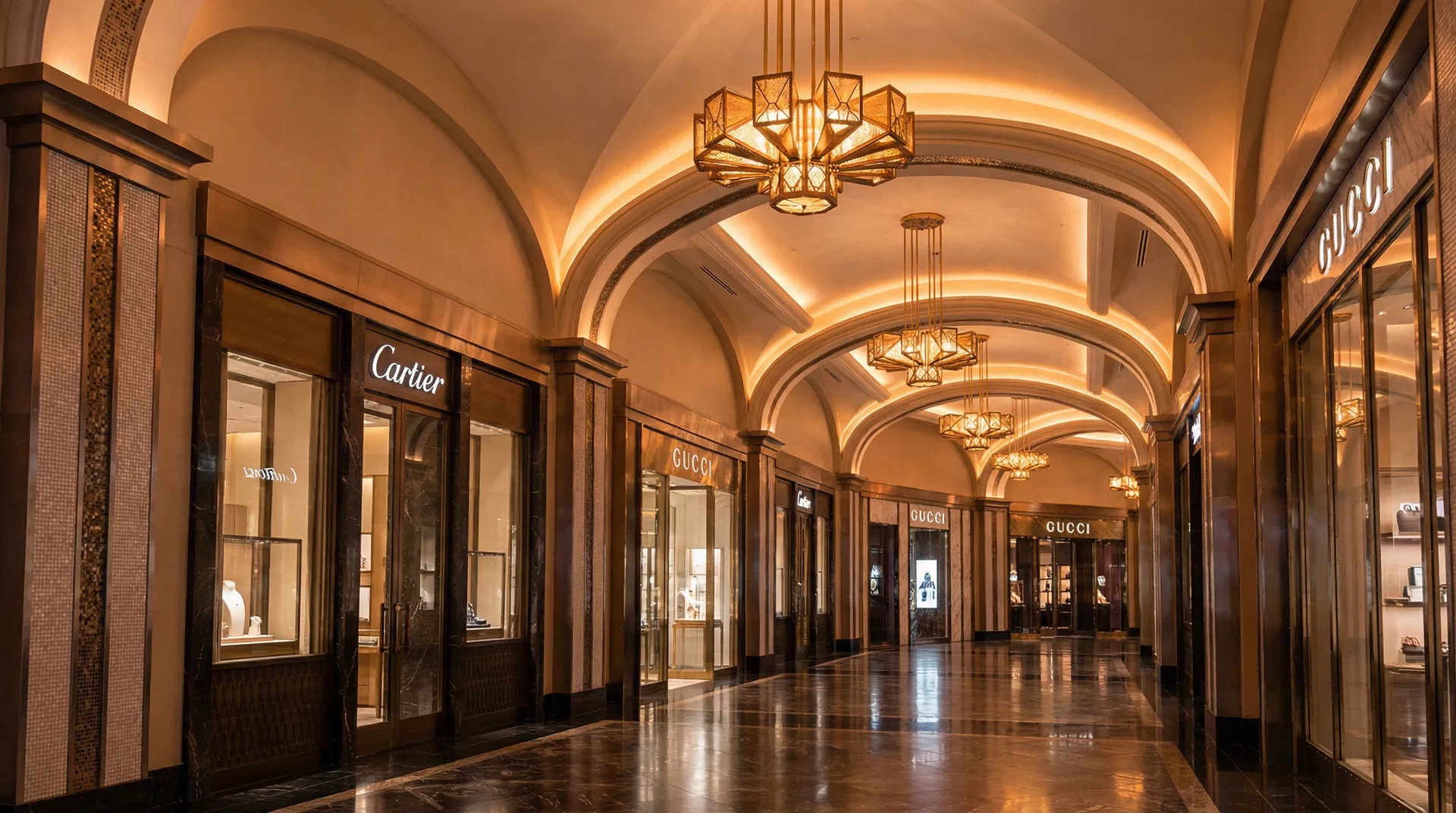 Casino resort luxury retail promenade interior