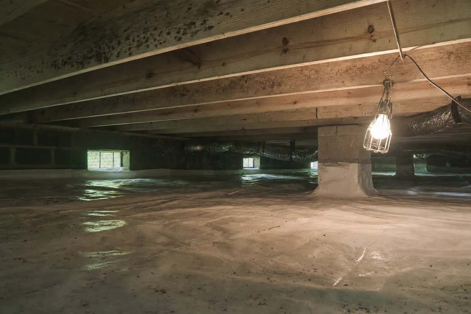 Crawl space inspection during a moisture survey