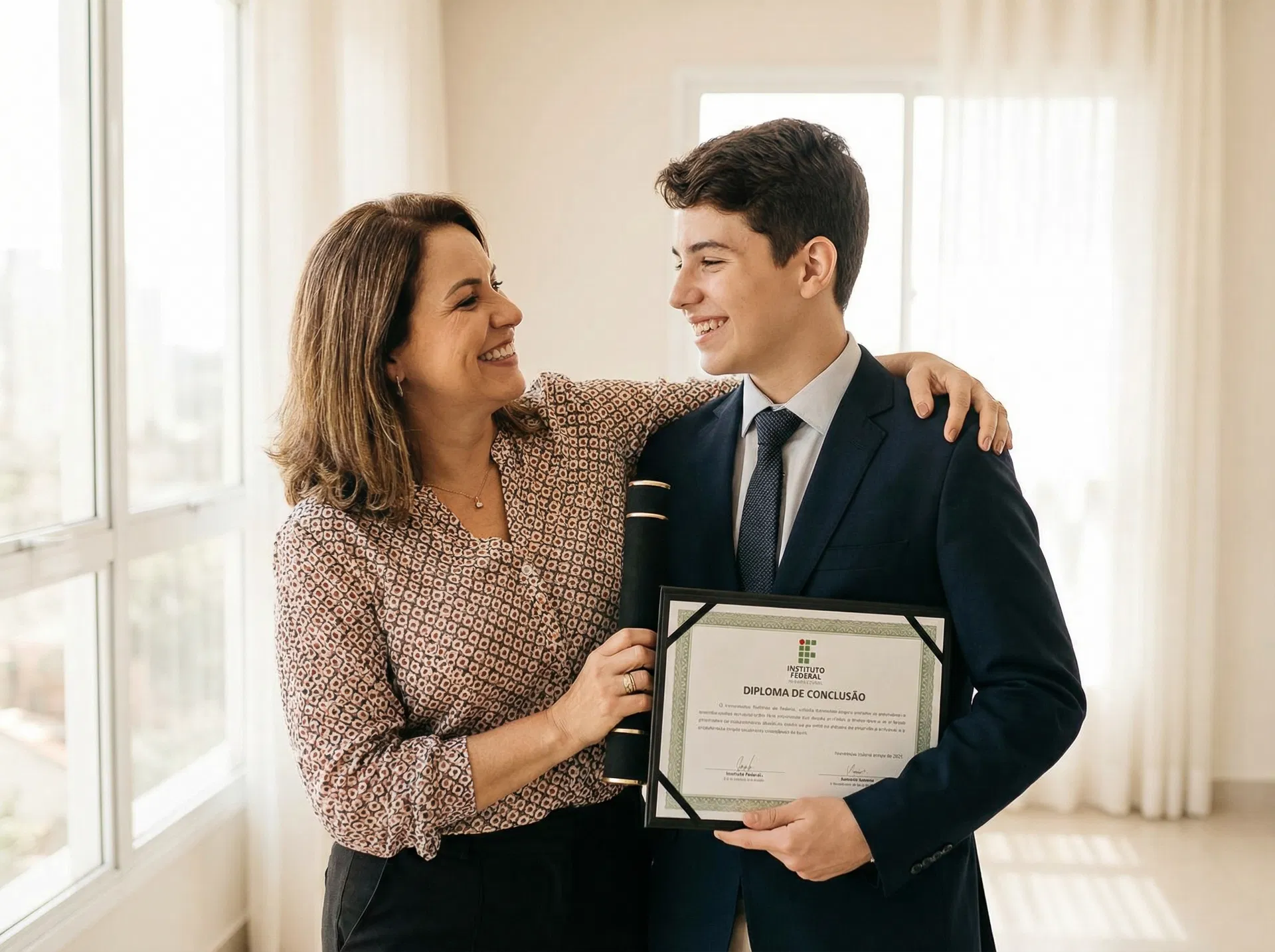 Mãe orgulhosa com filho