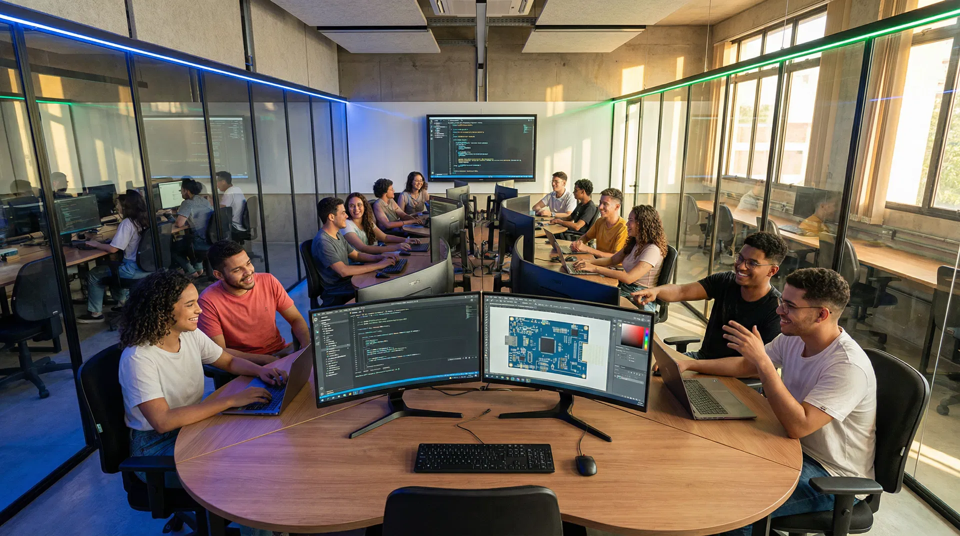 Jovens estudando tecnologia