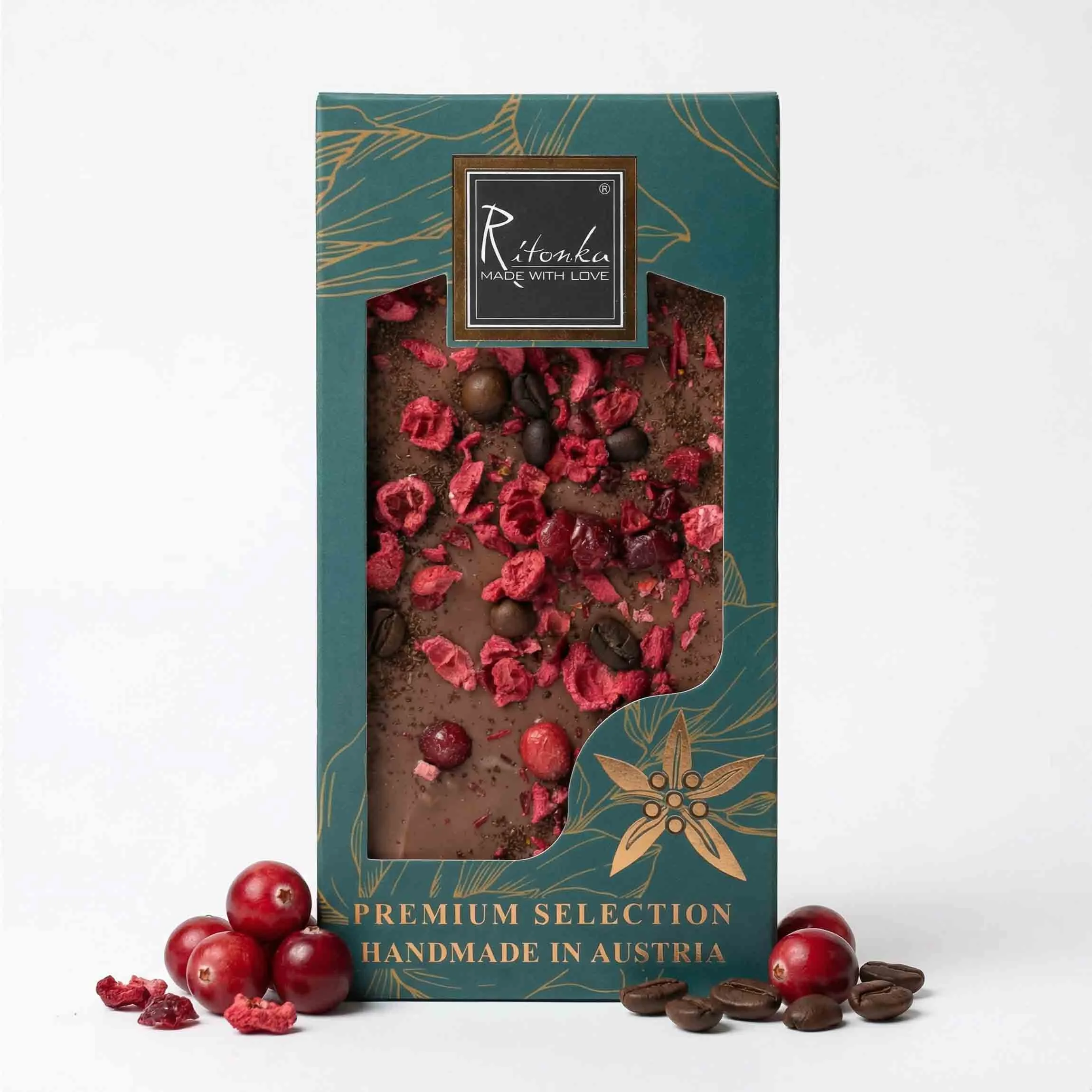 PREMIUM Milchschokolade - Kaffee, Preiselbeeren 95g