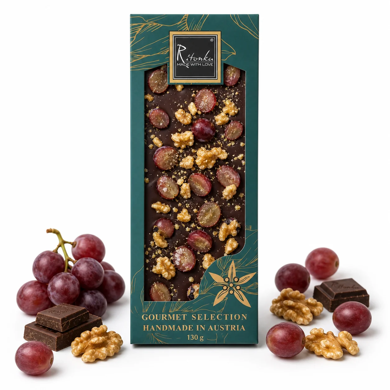 GOURMET Bitterschokolade, Weintrauben, Walnuss 130g