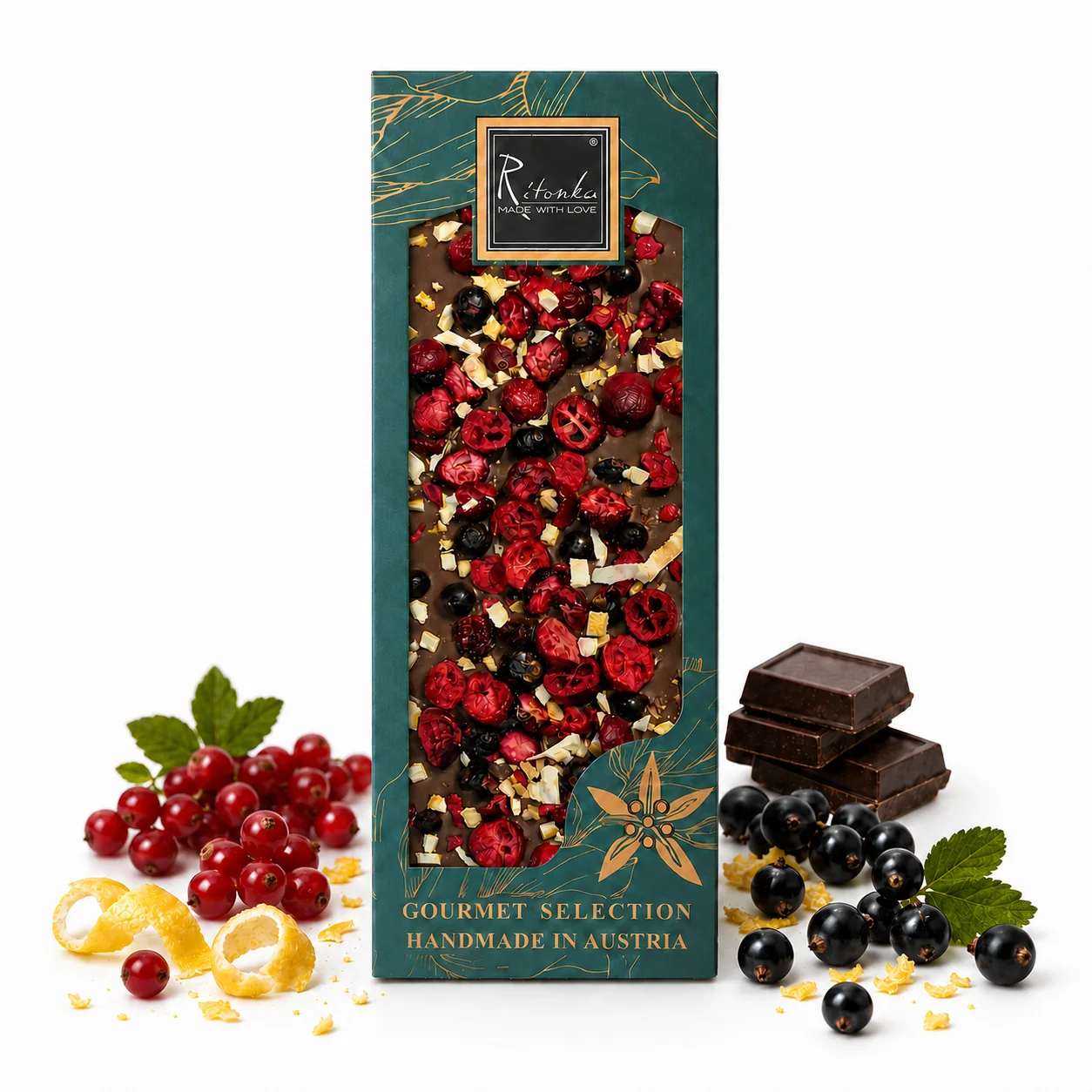 GOURMET Milchschokolade - Preiselbeere, Johannisbeere, Zitrone 130g