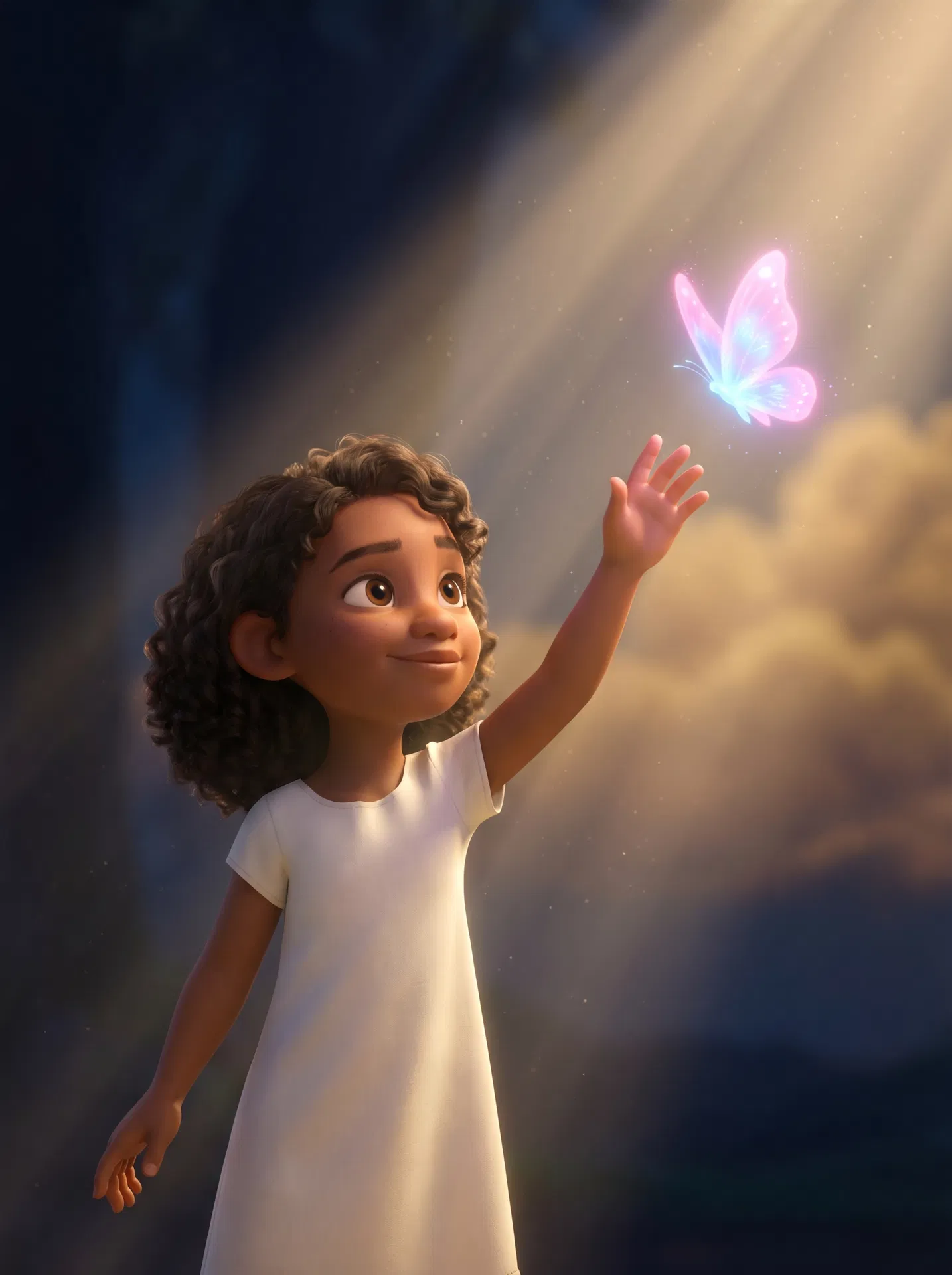 A child reaching towards the light