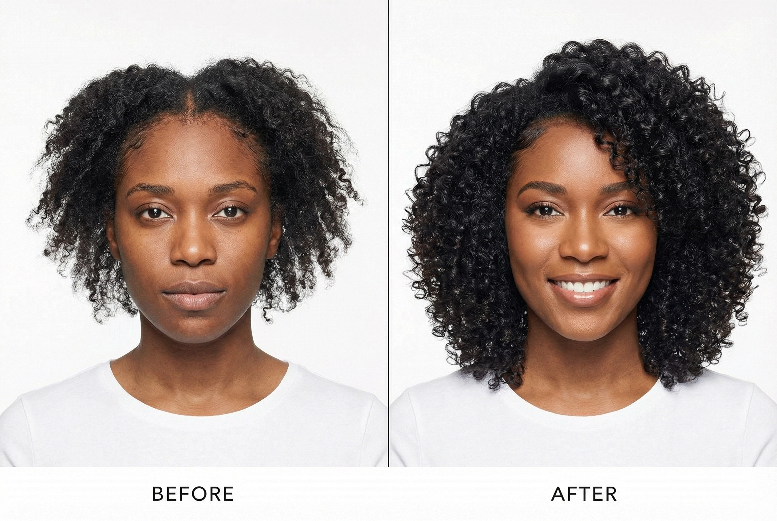 Before and after hair transformation with Botanic Batana Oil