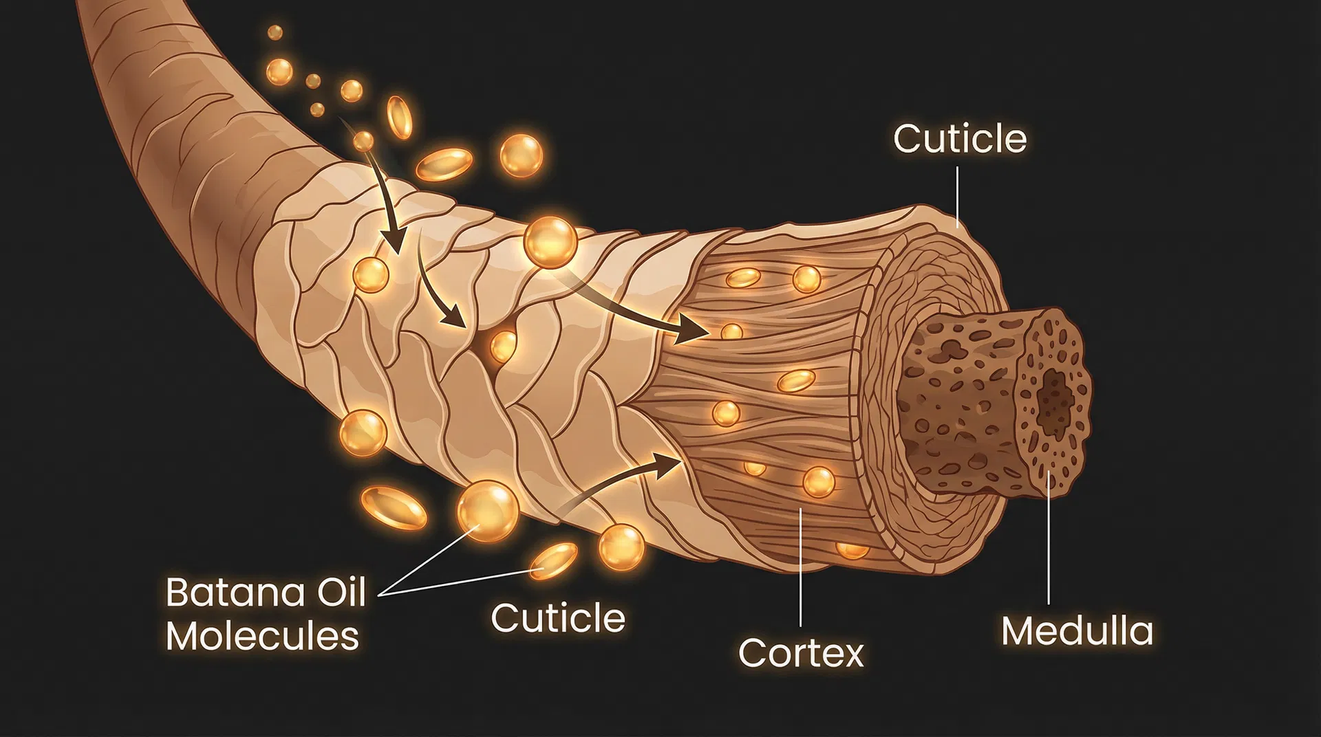 How Batana Oil penetrates the hair cortex