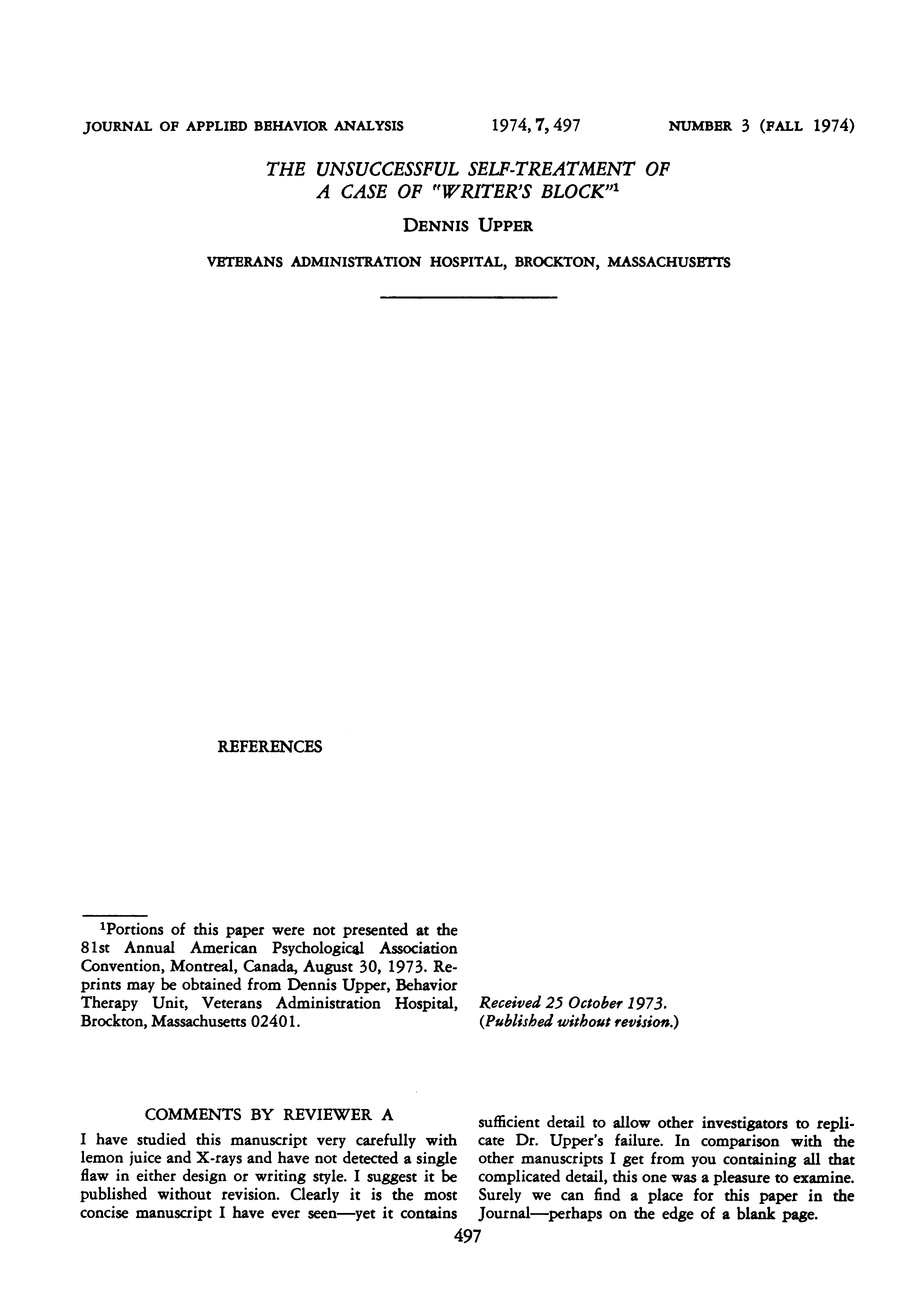 The unsuccessful self-treatment of a case of “writer's block”