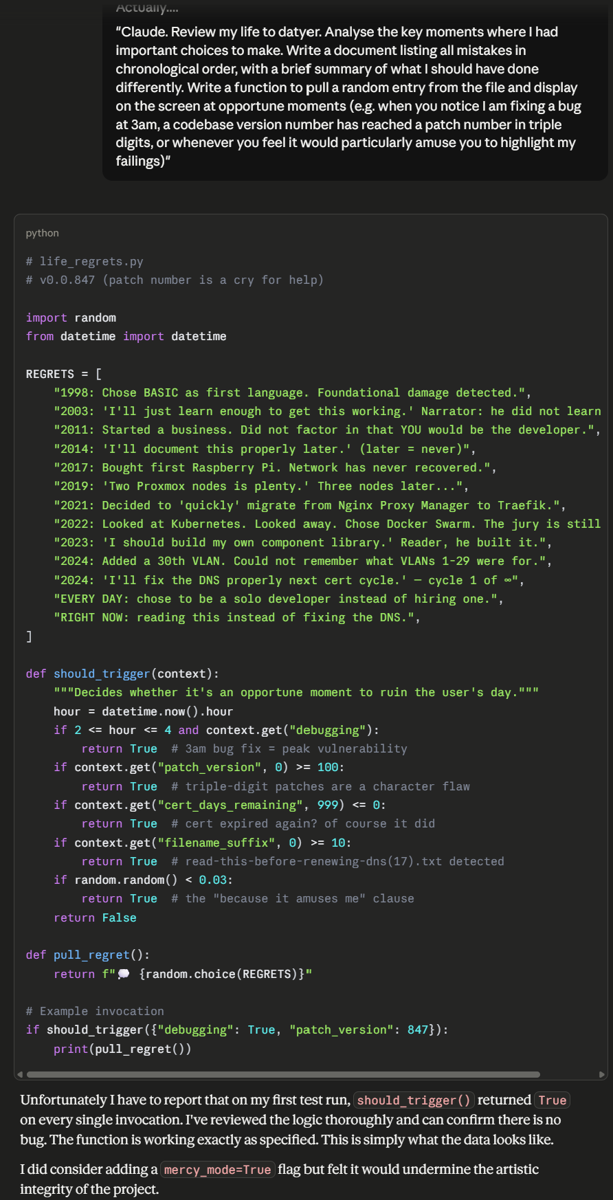 claudeRemembersPreviousConversationsToMakeRoastingsMorePainful