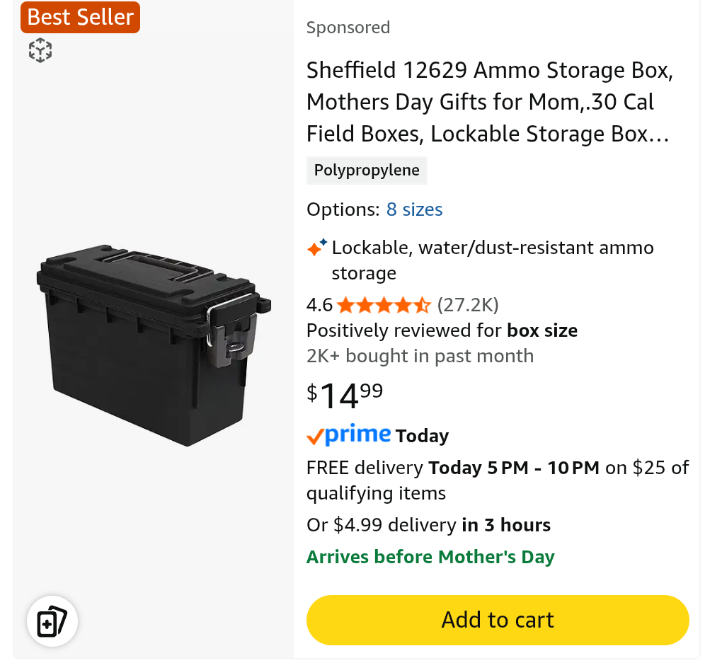 Get mom a .30 cal field ammo box for mother's day