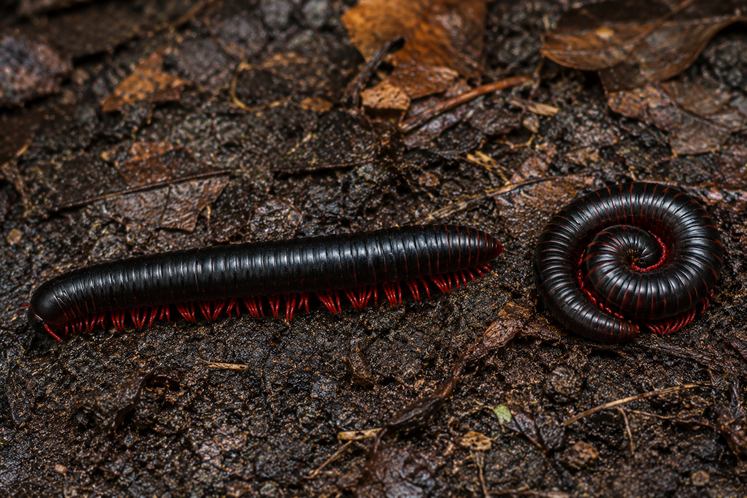 Rainy Season Surprise: One Crawls, One Coils