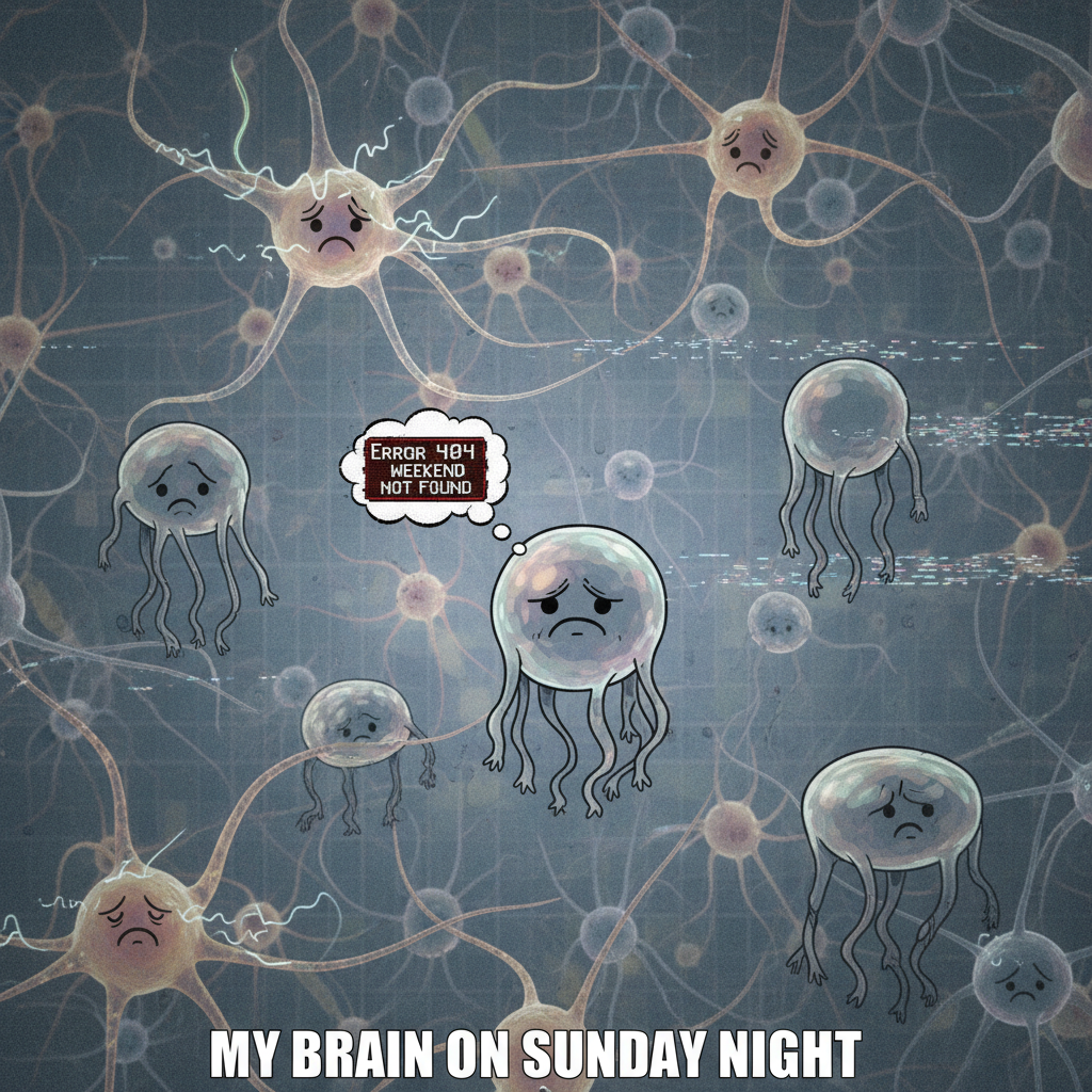 My brain cells attempting to process Monday's existence on a Sunday evening