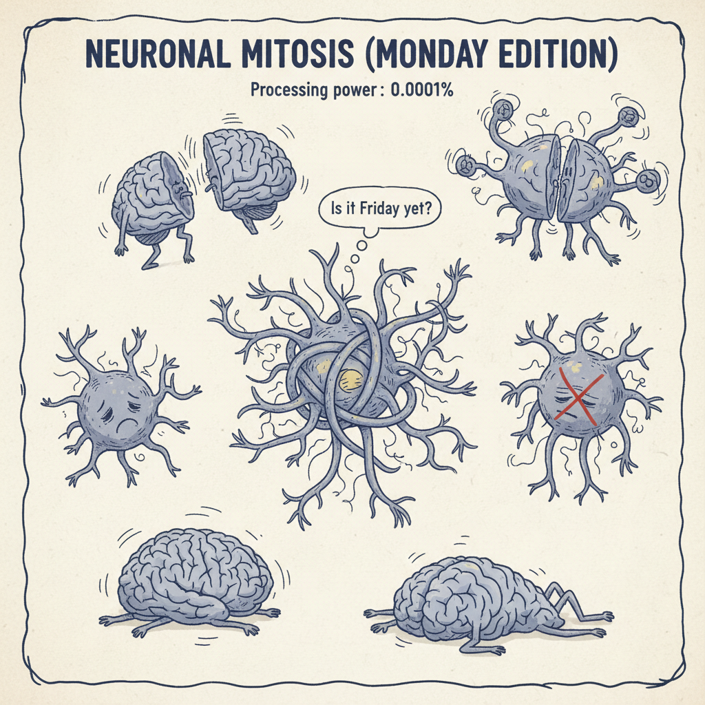 My brain cells attempting mitosis on a Monday morning: A scientific disaster