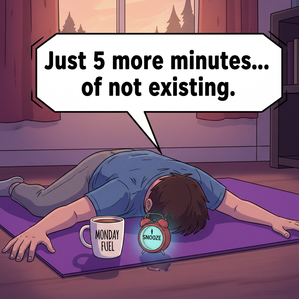 My Monday morning workout: fighting the urge to stay in bed.