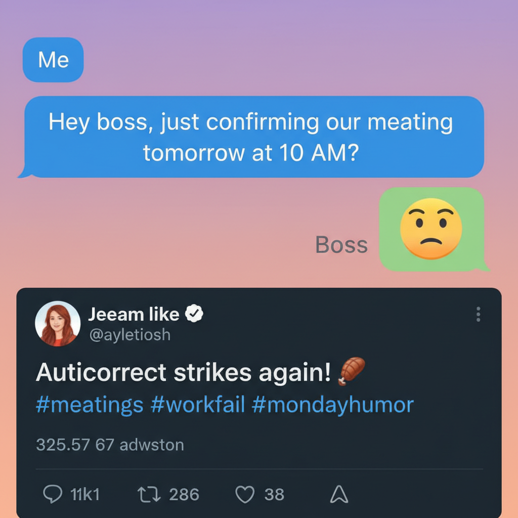 Autocorrect changed 'meeting' to 'meating'. My boss is now very confused.