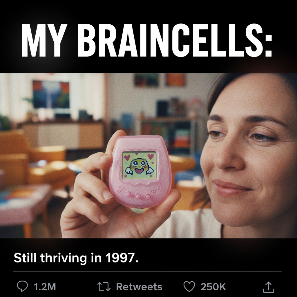 Found my old Tamagotchi. It's still alive. I'm a better parent to pixels than people. #90sKid