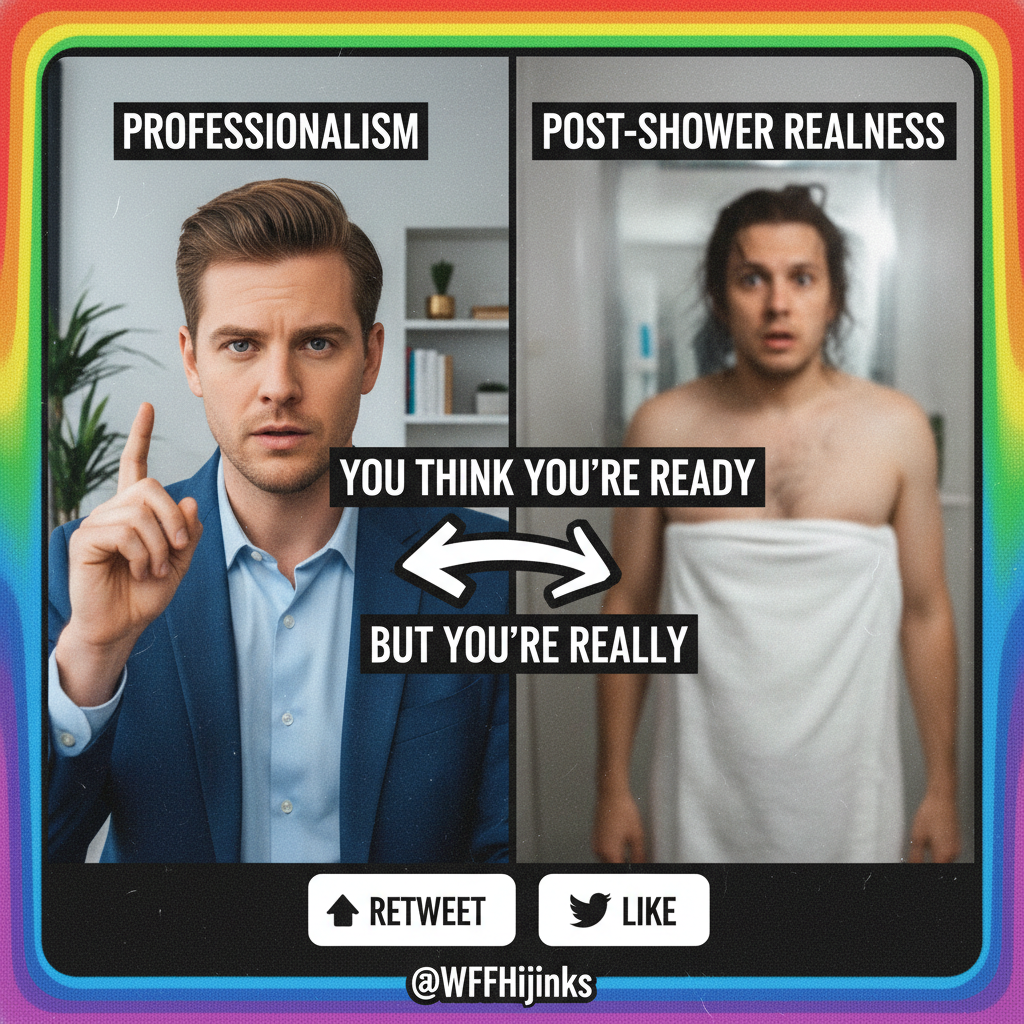 My coworker just walked into my Zoom meeting wearing a towel. WFH is wild. #WorkFromHome