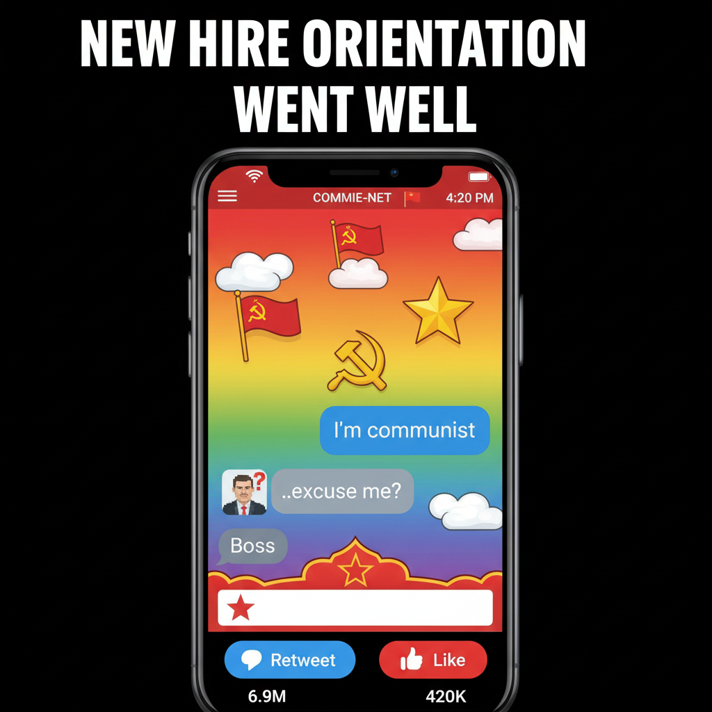 Autocorrect changed 'I'm coming' to 'I'm communist'. My boss is confused.