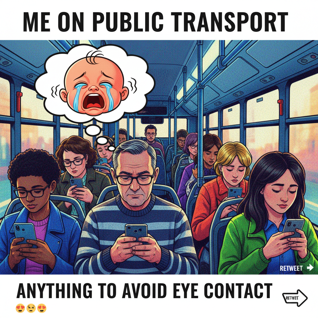 Public transport is just a social experiment to see how many people can pretend not to hear a crying baby. #CommuteLife