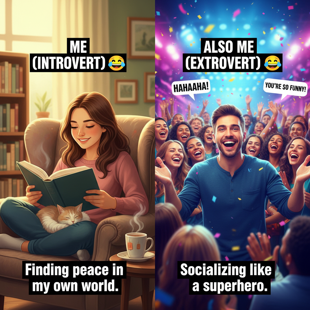 Introverts at parties vs. Extroverts: One's recharging, the other's the charger. #Relatable