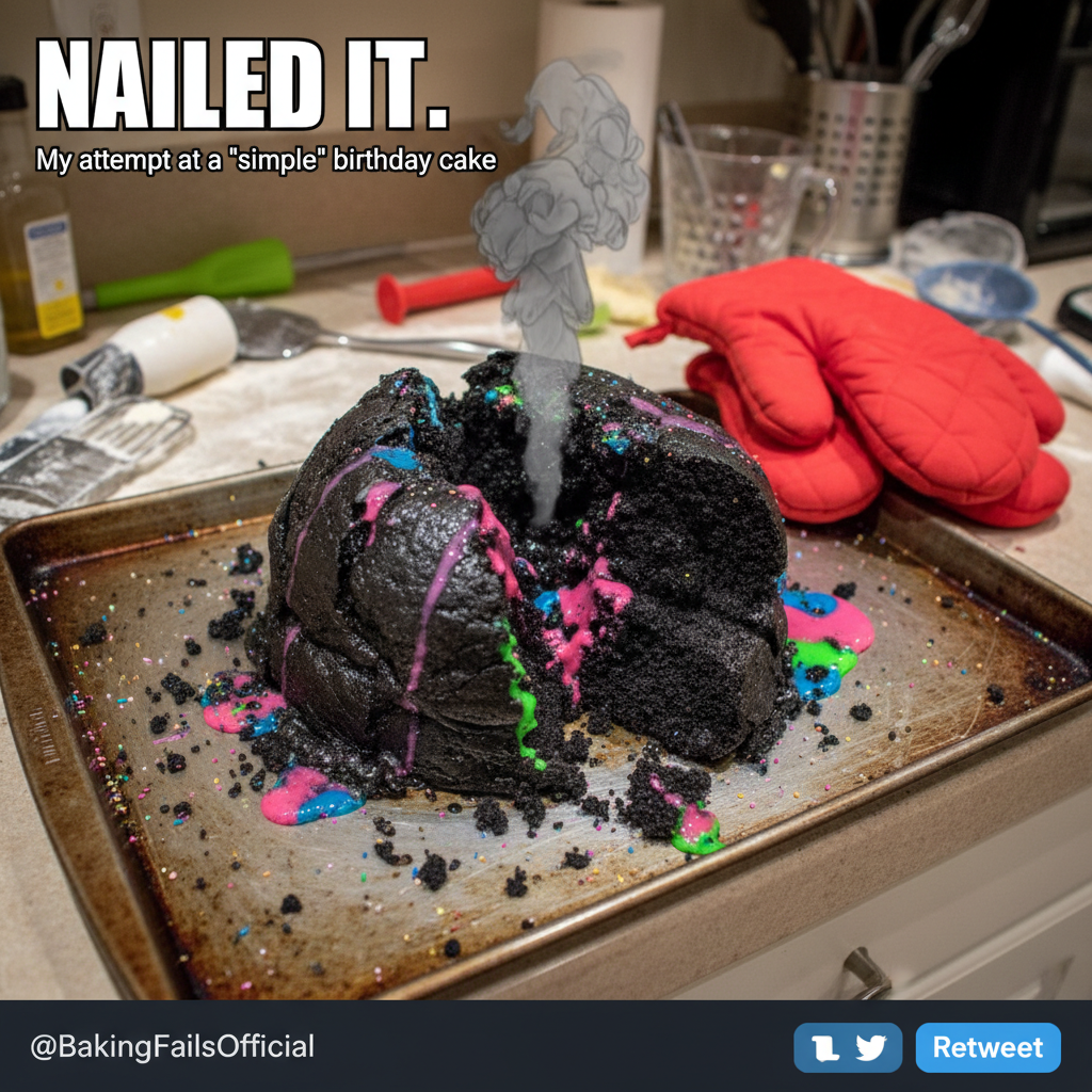 I tried to make a cake from scratch. It looks like a science experiment gone wrong.
