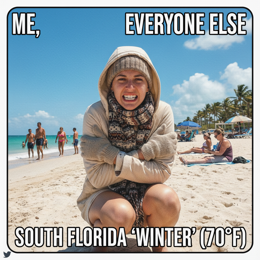 It's 70 degrees and sunny. Someone in Florida is still complaining it's 'chilly'.