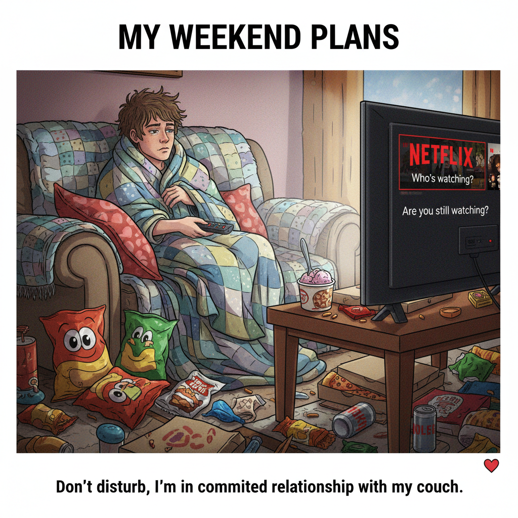 My Friday night plans: Netflix and regret. My reality: Netflix and regret.