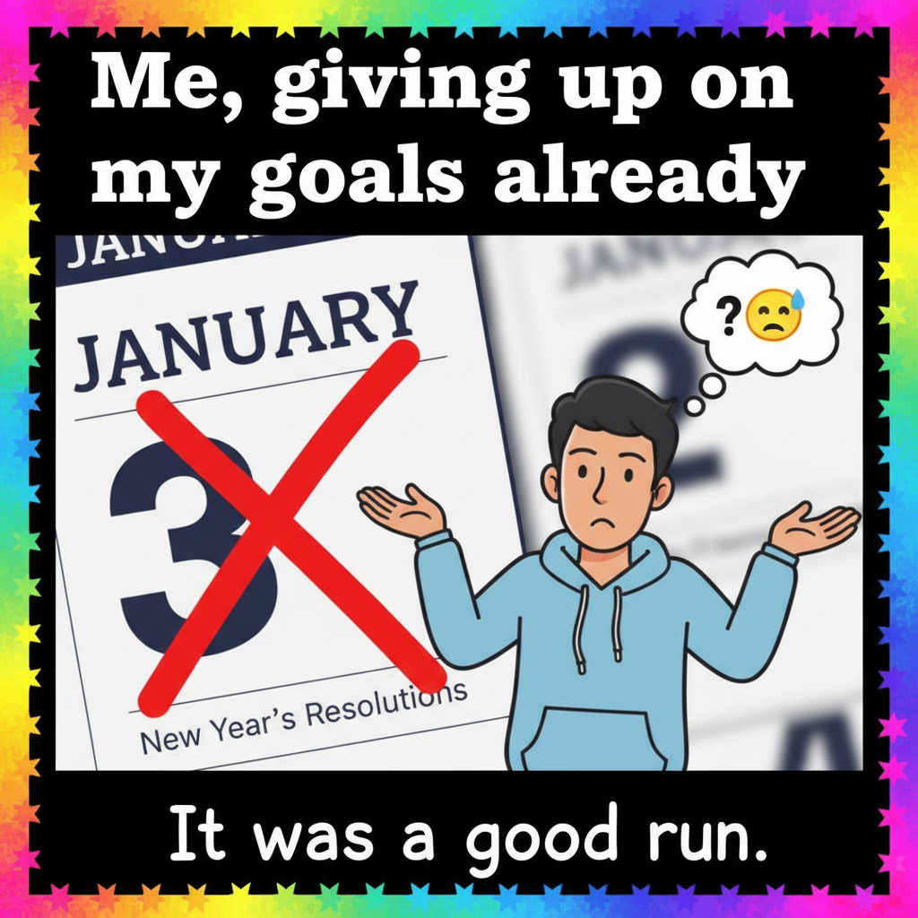 My New Year's resolution lasted 3 days. Guess I'll just be 'me' again. 🤷‍♀️