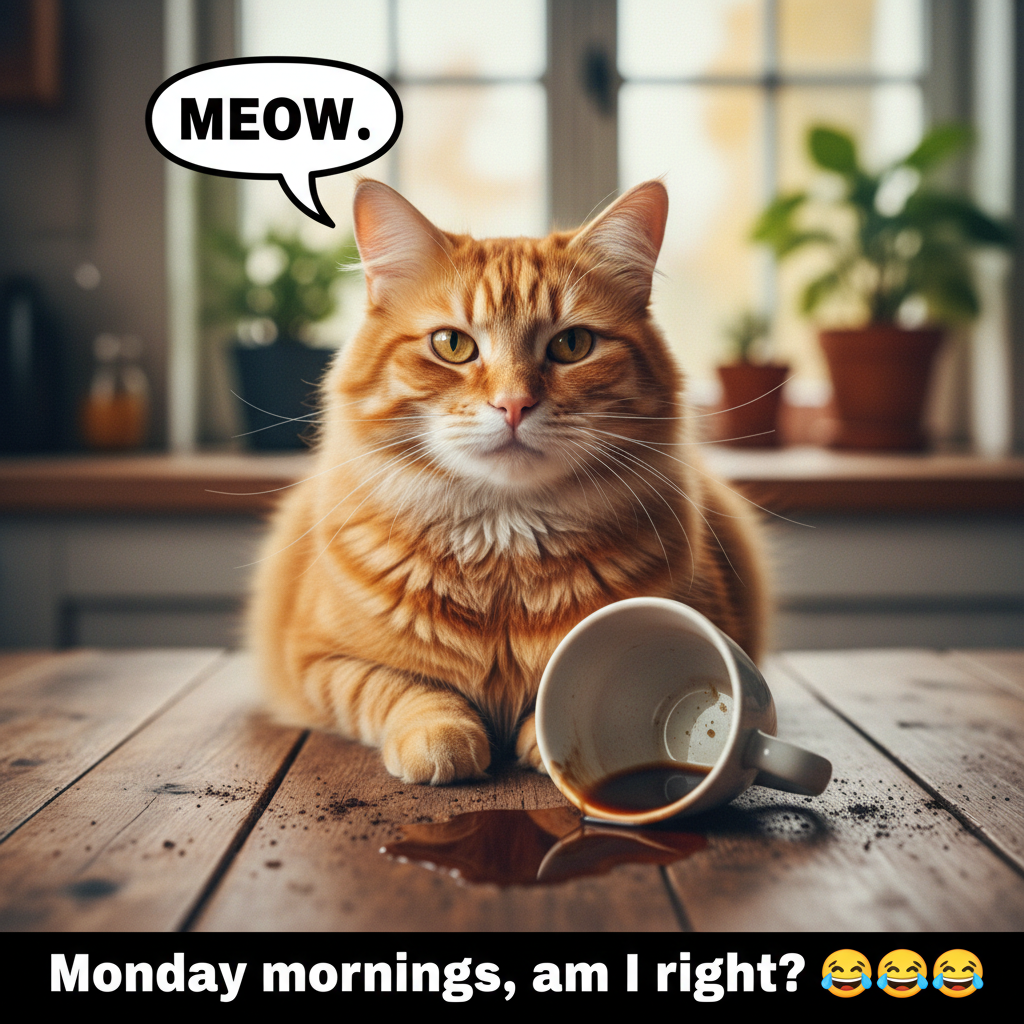 My cat just knocked my coffee off the table, stared me dead in the eye, and walked away. The audacity.