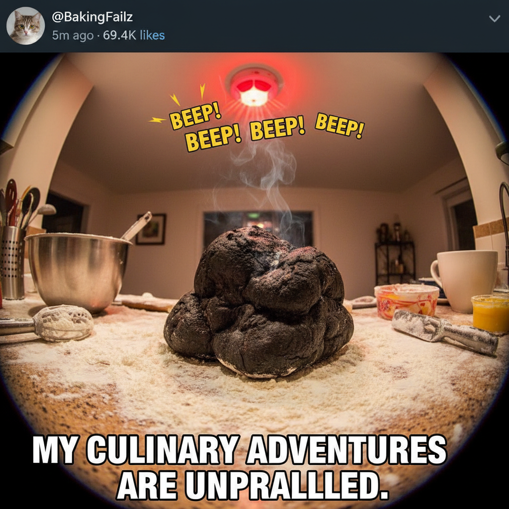 Attempted to bake bread. Now my kitchen looks like a crime scene. #CookingFail