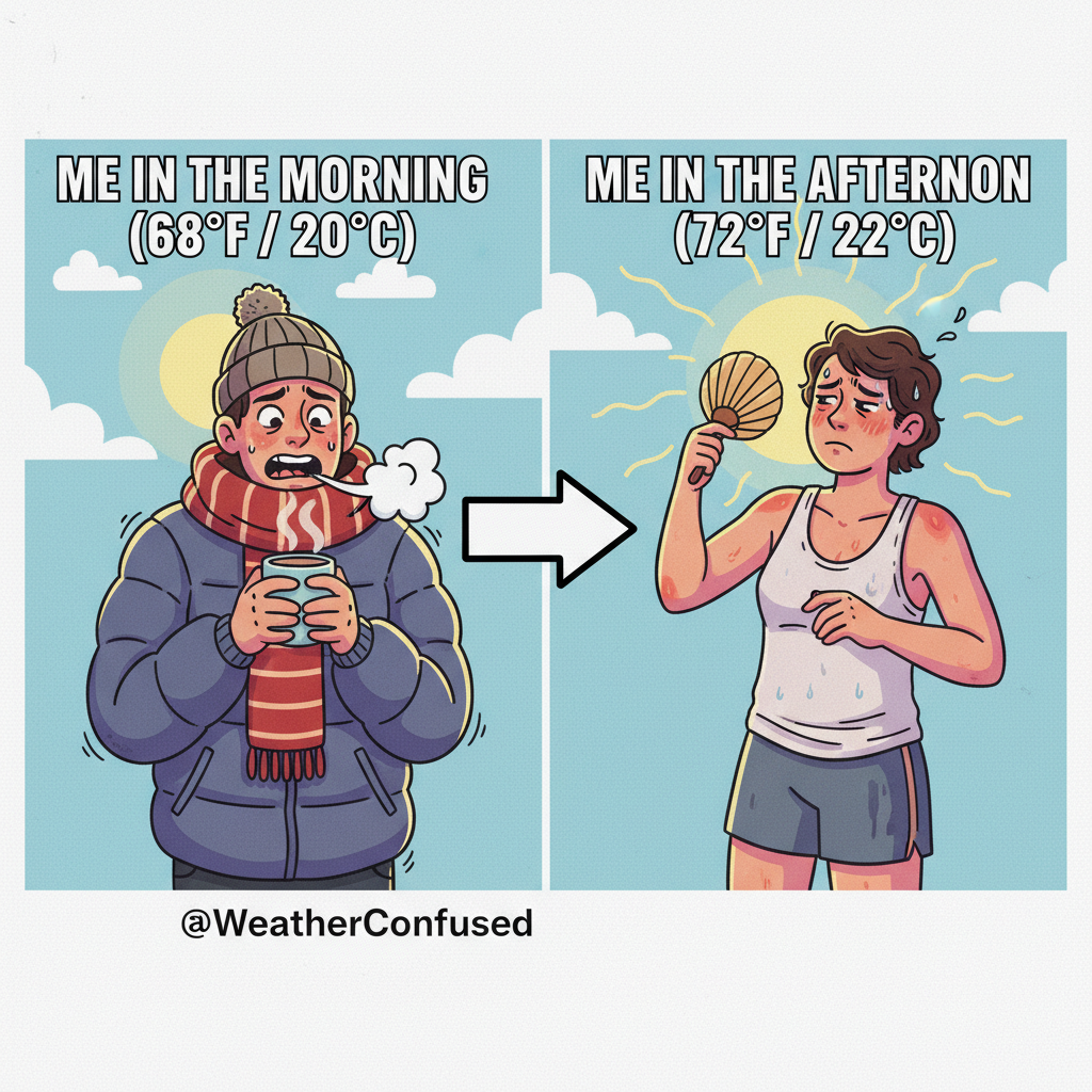 It's 70 degrees. Someone's complaining it's too hot. Someone else, too cold. #Weather