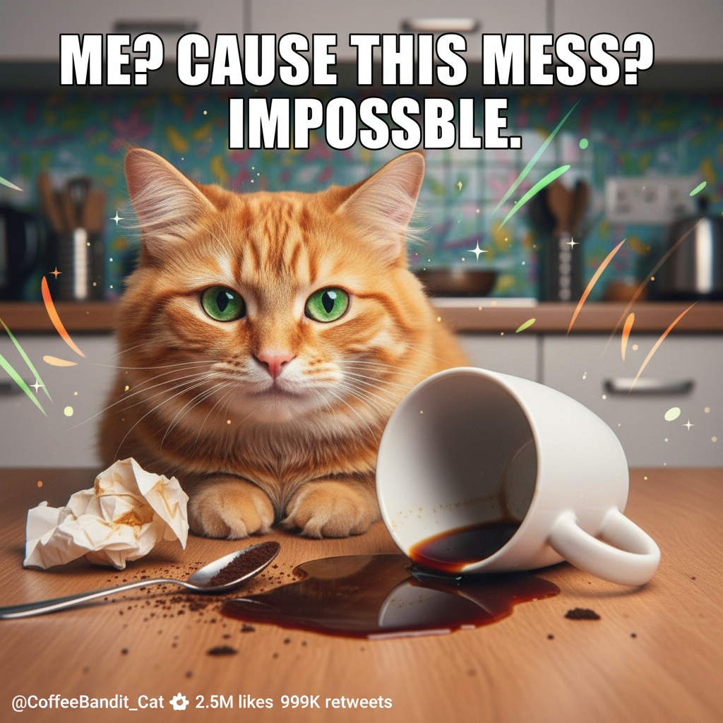 My cat just knocked over my coffee WHILE staring me in the eyes. The audacity. I still love him.