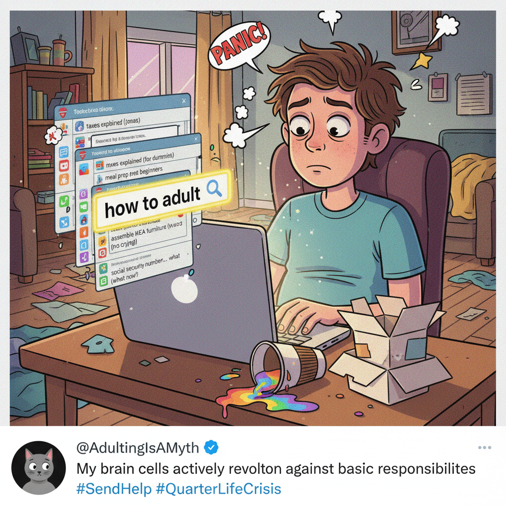 Adulting is just pretending you know what you're doing while Googling everything.