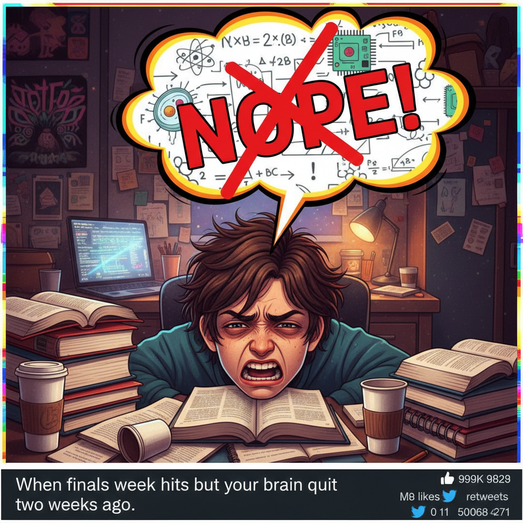 My brain during exam season: 'We're going to pretend we didn't see that entire chapter.'