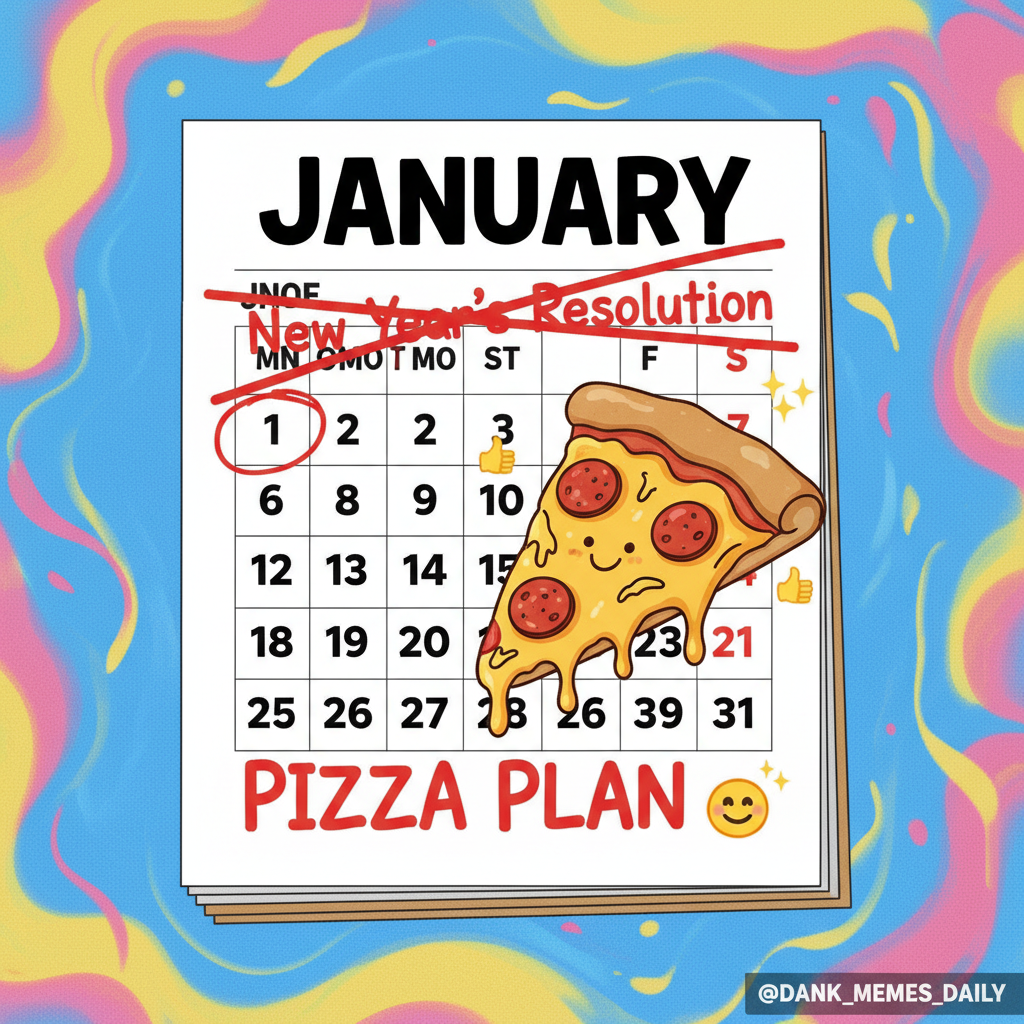 My New Year's resolution was to get fit. I'm currently on my 5th pizza. We tried.