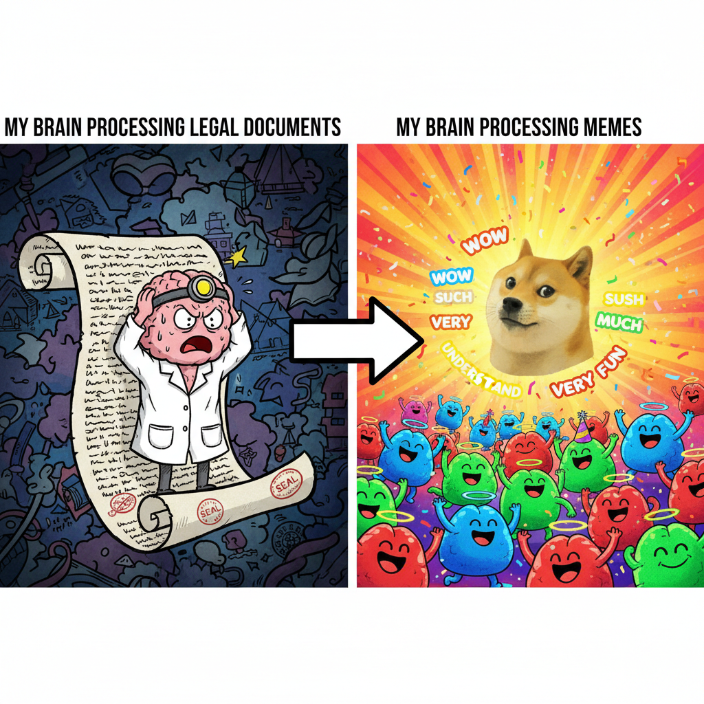 My brain cells trying to understand the terms and conditions vs. a meme