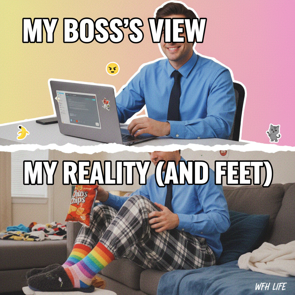 My 'work from home' outfit is 50% professional, 50% pajamas, 100% questionable life choices.