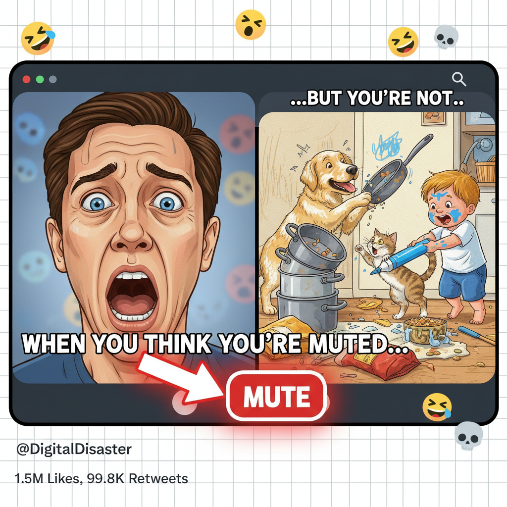 My mic was off for 10 minutes, then on for 10 seconds of pure chaos. Zoom life.