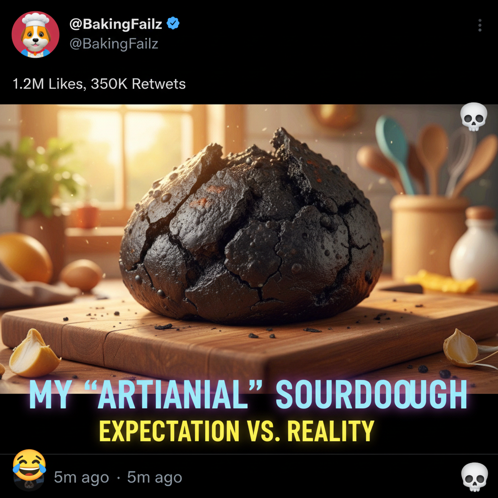 Attempted to make bread. It now looks like a petrified alien rock. Send help.