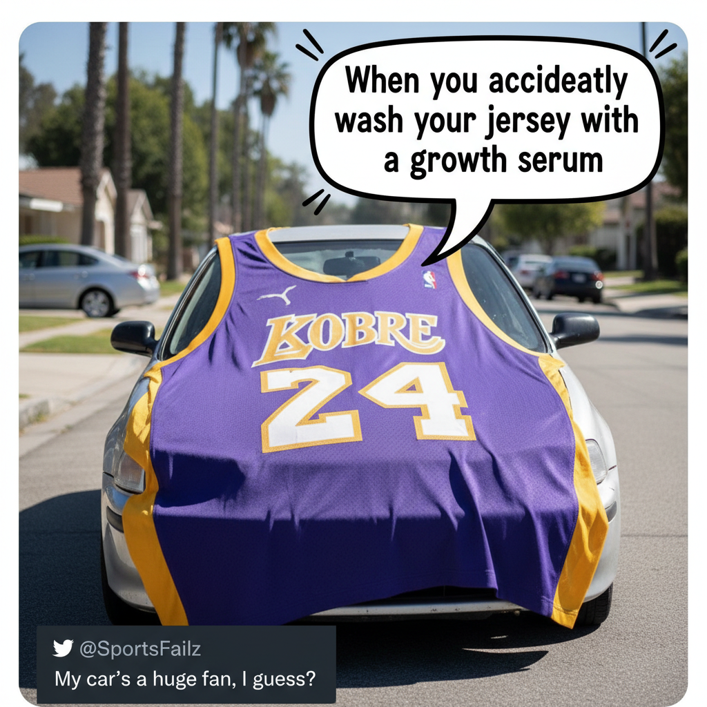 My team won. My neighbor's car is now wearing my jersey. Sorry, not sorry. #SportsFan