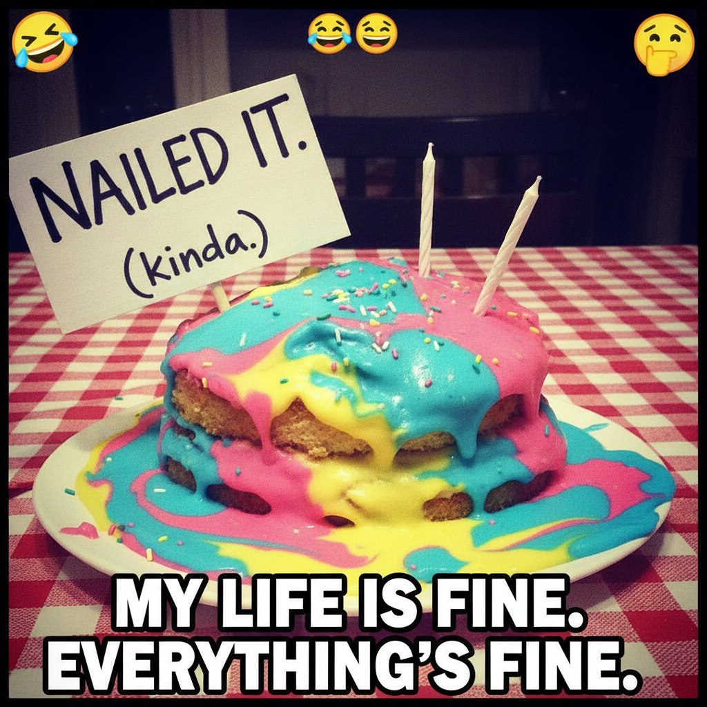 Tried to make a cake. Ended up with a delicious, yet structurally unsound, blob. 🎂💥