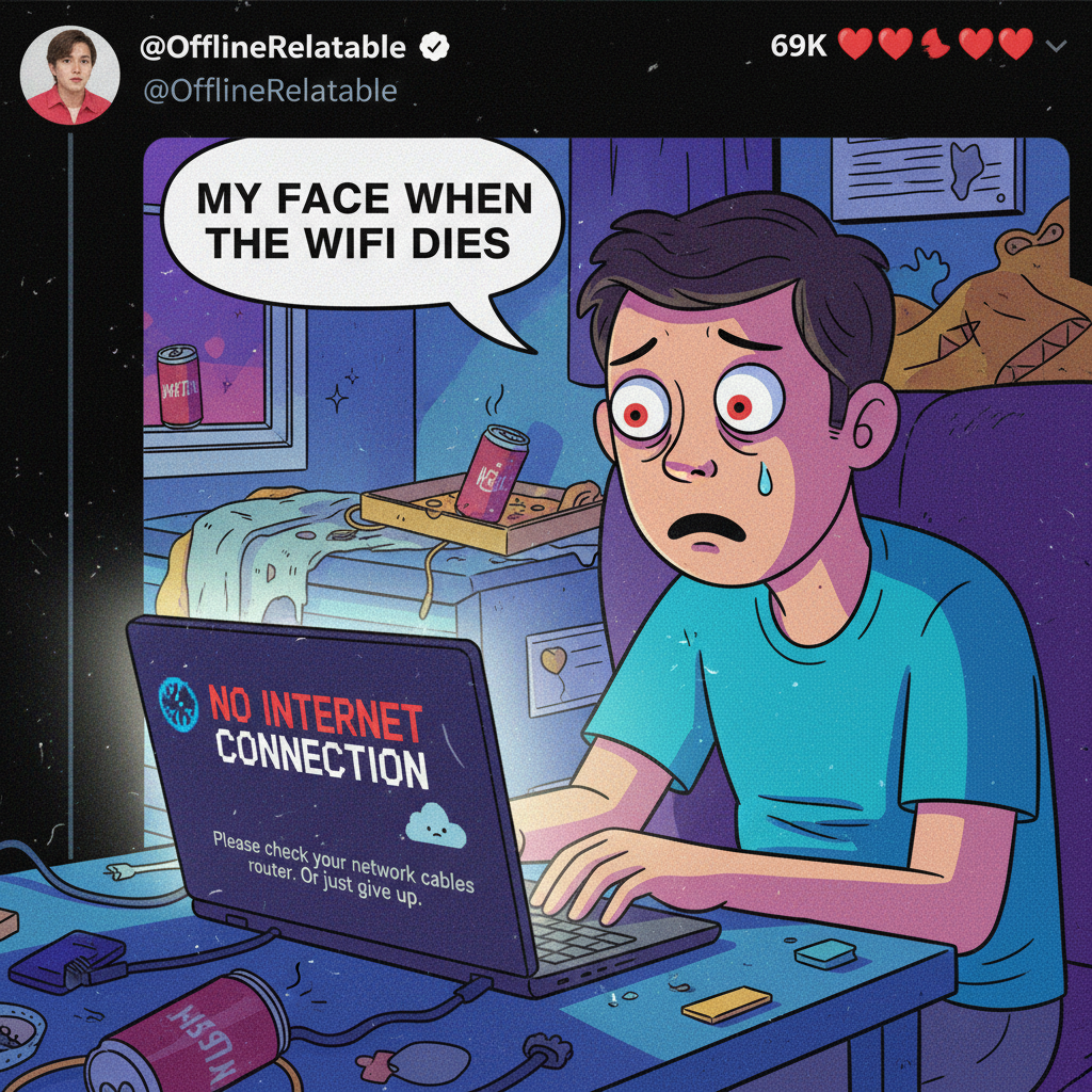 WIFI IS DOWN. Repeat, WIFI IS DOWN. This is not a drill. My productivity is now zero.