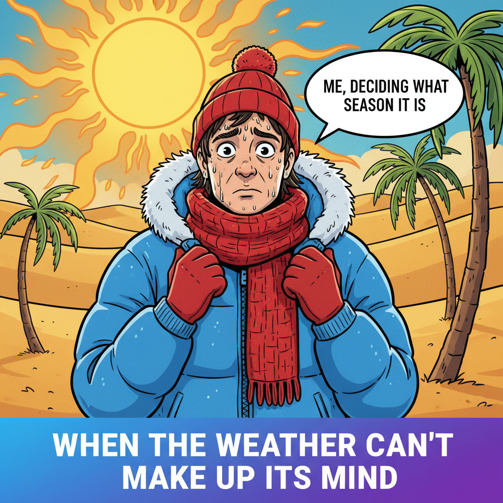 It's 70° and sunny, but the forecast said snow. My wardrobe is in crisis.