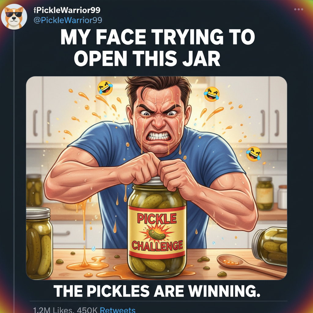 Just spent 30 minutes trying to open a jar. Adulting is basically just wrestling with packaging.