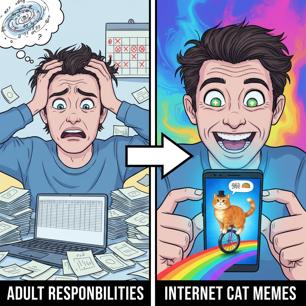 My brain trying to adult vs. my brain seeing a new meme format