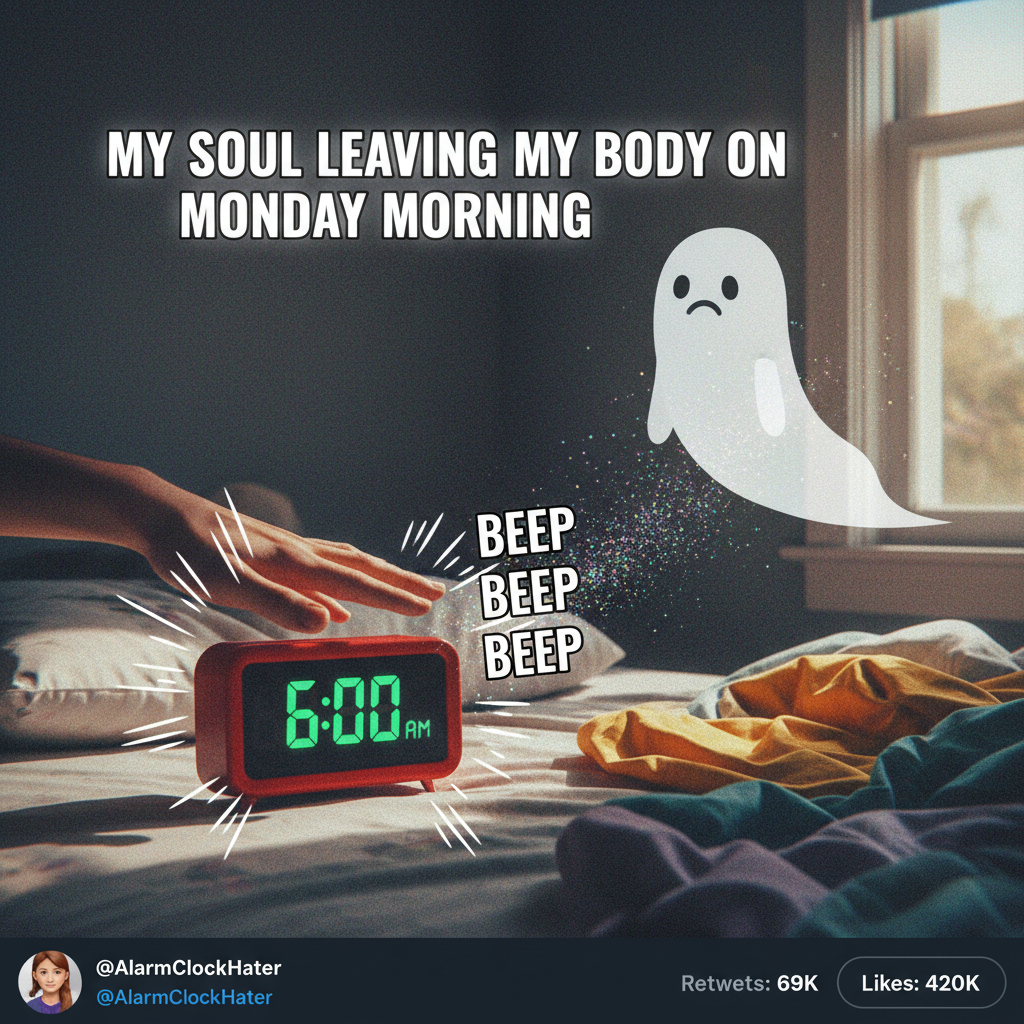 My alarm clock on Monday morning vs. my soul. It's a battle.